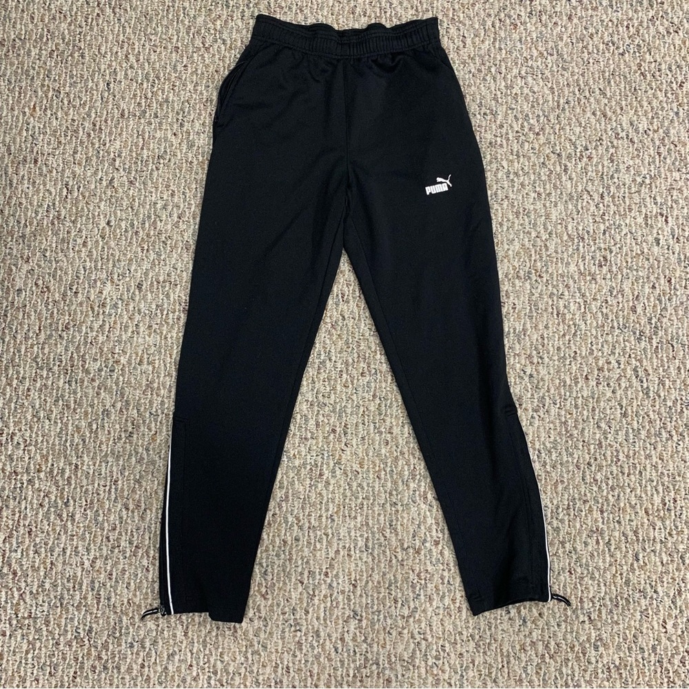 Puma Black Tapered Zip Ankle Joggers Sweatpants - Size Small